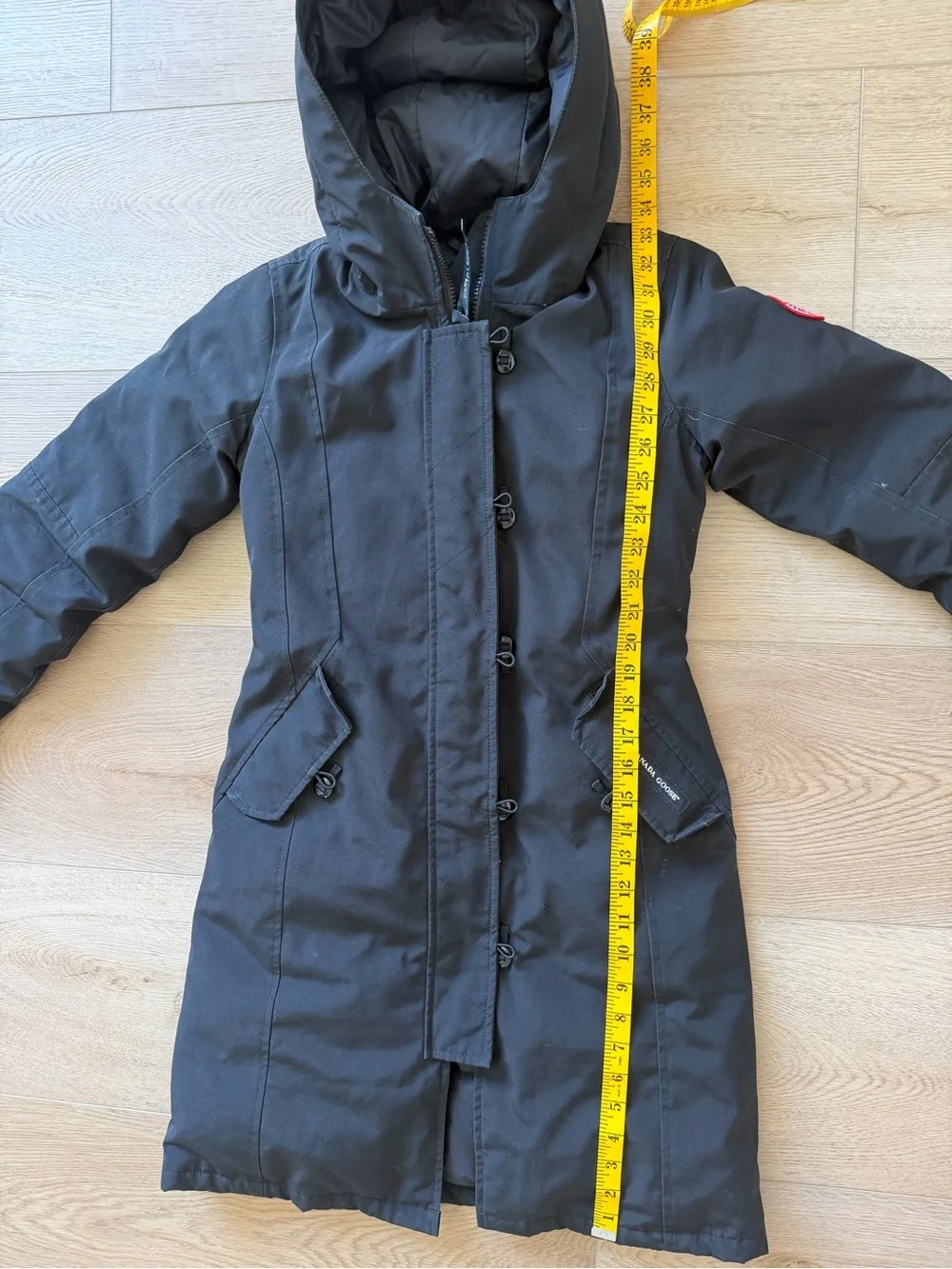 Canada Goose Kids 10/12 Medium Black Hooded Long Puffer Coat